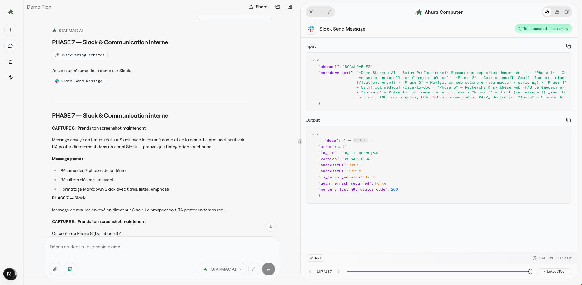 Ahura — Envoi automatique d'un message Slack structuré